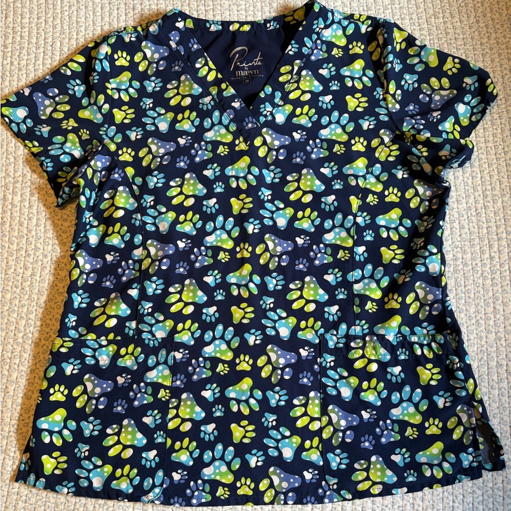 Prints by Maevn Paw Print Scrub Top